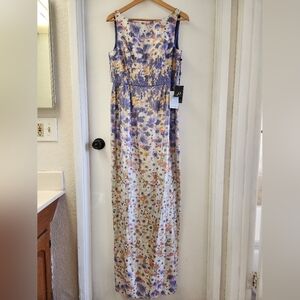 Adrianna Papell Long Formal Floral Purple Maxi Gown Size 8 NWT